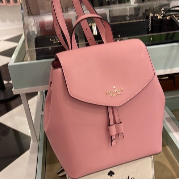 Kate Spade Lizzie Medium Flap Backpack Bright Carnation - Picture 4 of 16